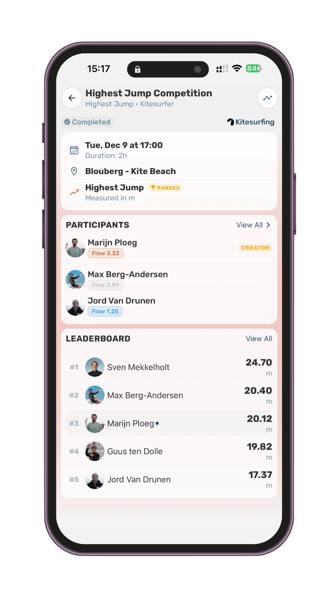 Wind Games App - Competition